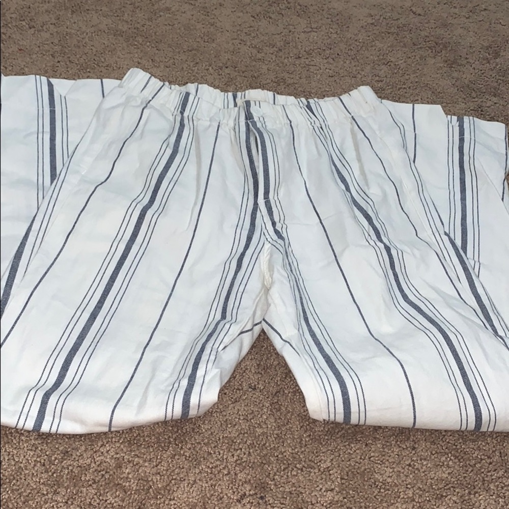 White and Blue Striped pants